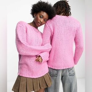 5/$25 ASOS Collision Chunky Hand Knit Sweater  Cozy Preppy Size XS Small